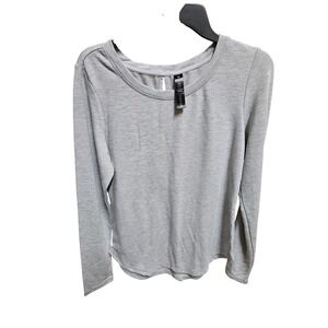 Yogalicious Womens Long Sleeve Top Gray Round Neck‎ Casual Activewear
